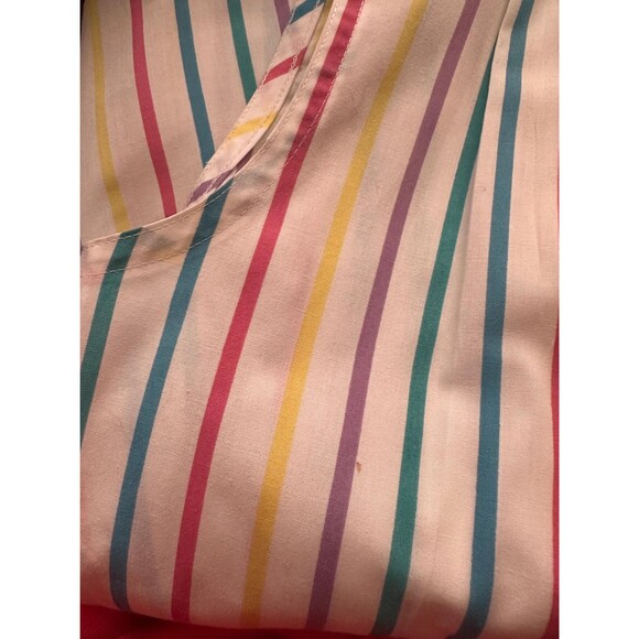 1970s-1980s HUNTERS GLEN White RAINBOW Striped Button Up Tank Top W/Pockets. L - Picture 10 of 10